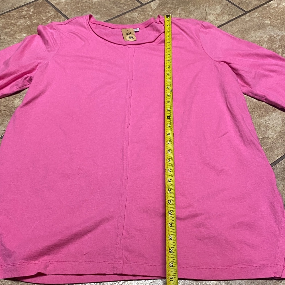 Focus Size Medium Magenta Soft Long Sleeve Top Fall Tunic Barbiecore Flowy - Picture 5 of 11